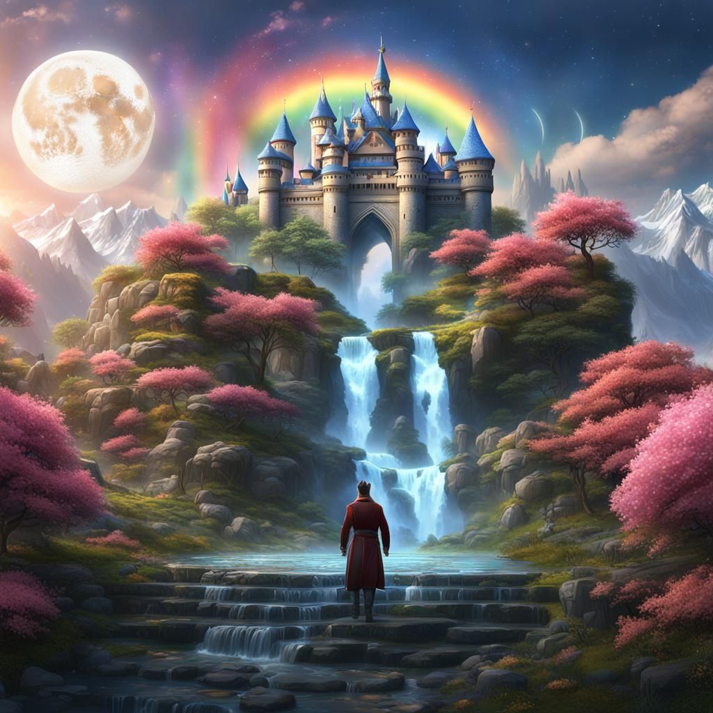 Dreamlike Cat-Eared Man with Magical Eyes