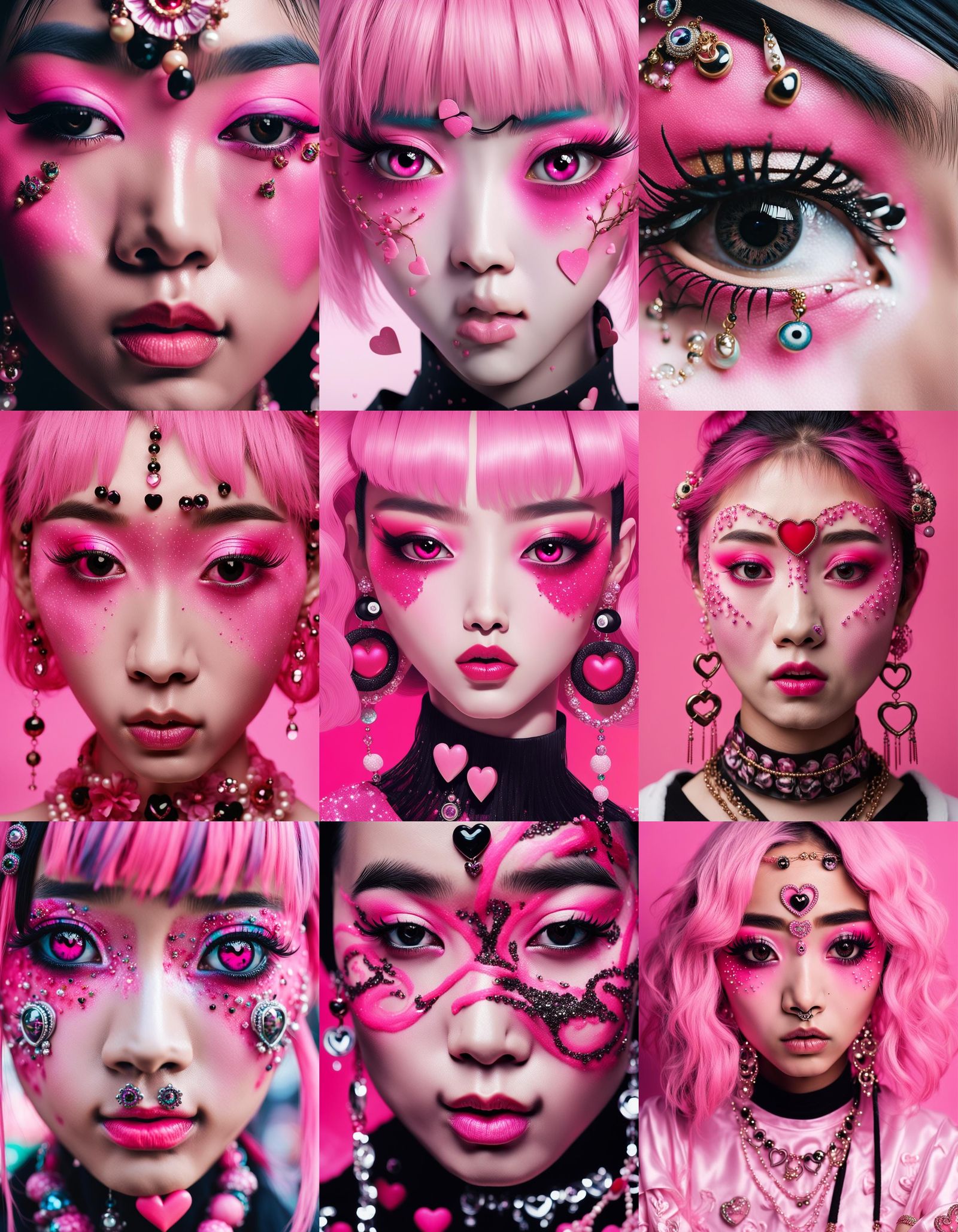 Asian Woman with Exaggerated Makeup, Anime Art Style