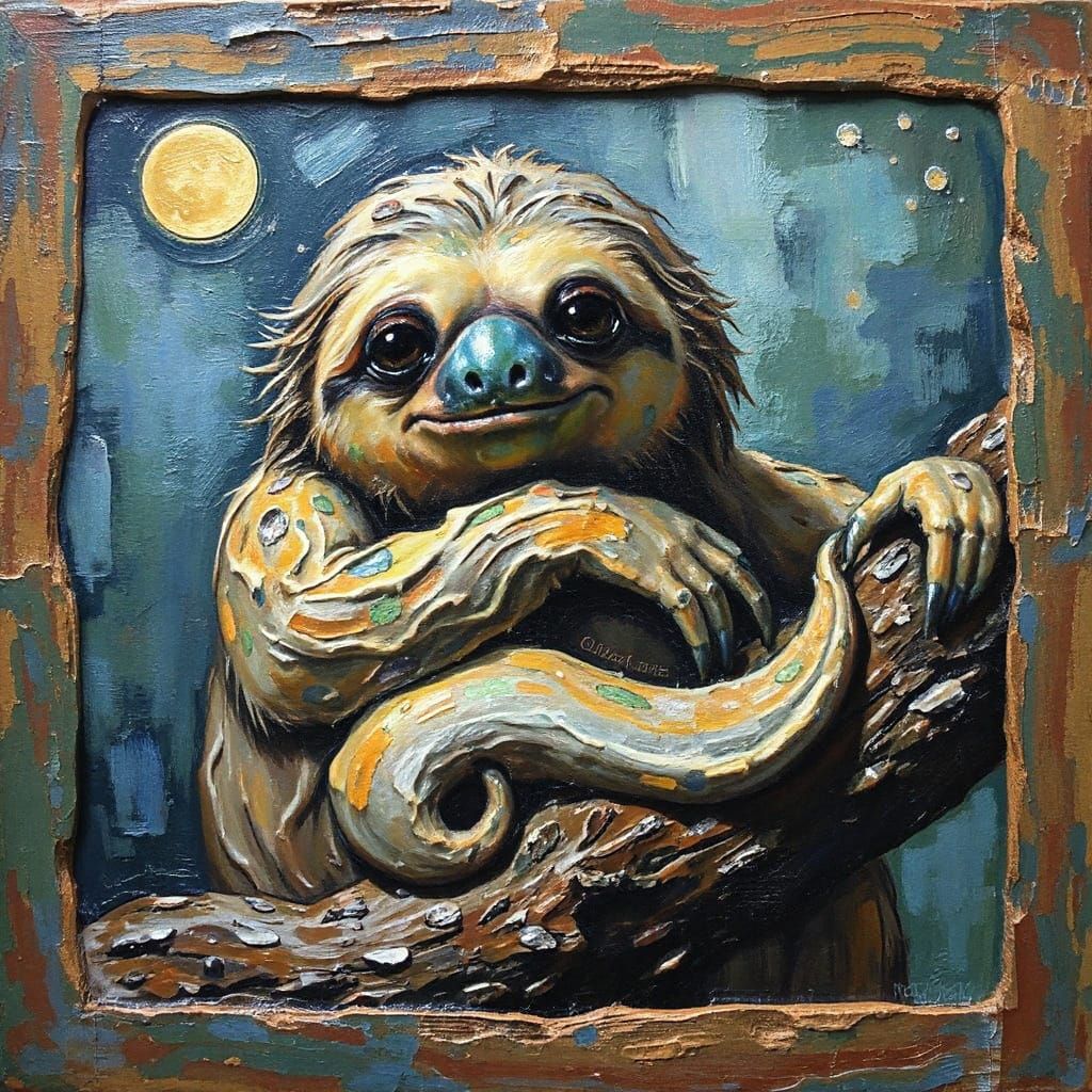 Surreal Sloth in a Tropical Oasis