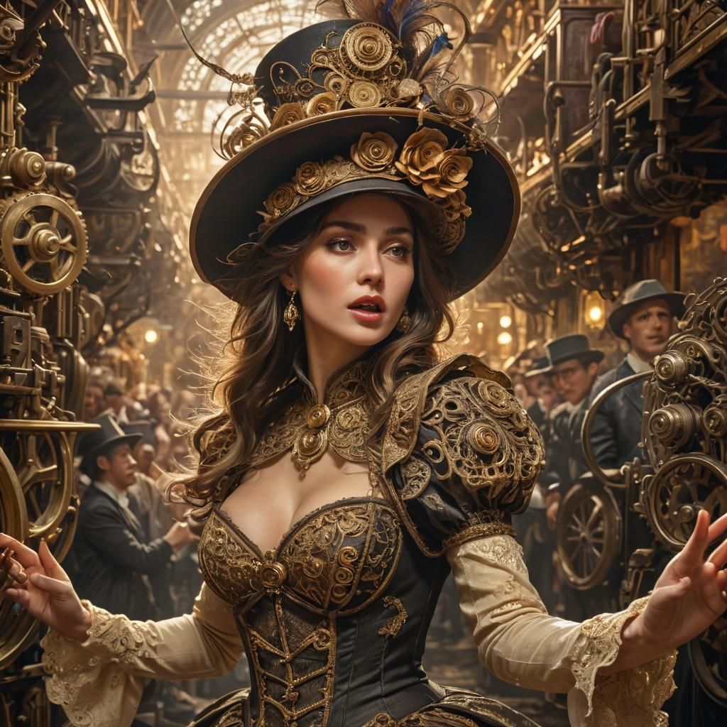 Steampunk Opera Singer in Victorian-Era Setting