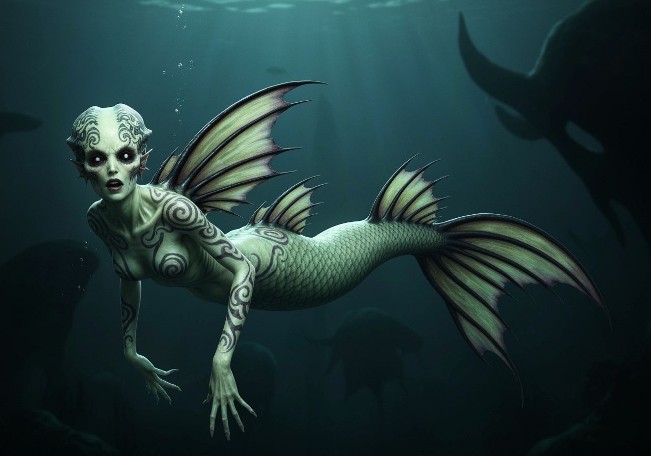 Horrifying Alien Mermaid in Horror Movie Aesthetic