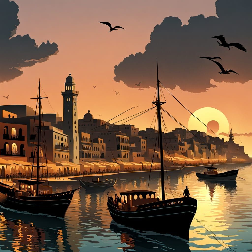 Vorticist Evening in Casablanca Harbour