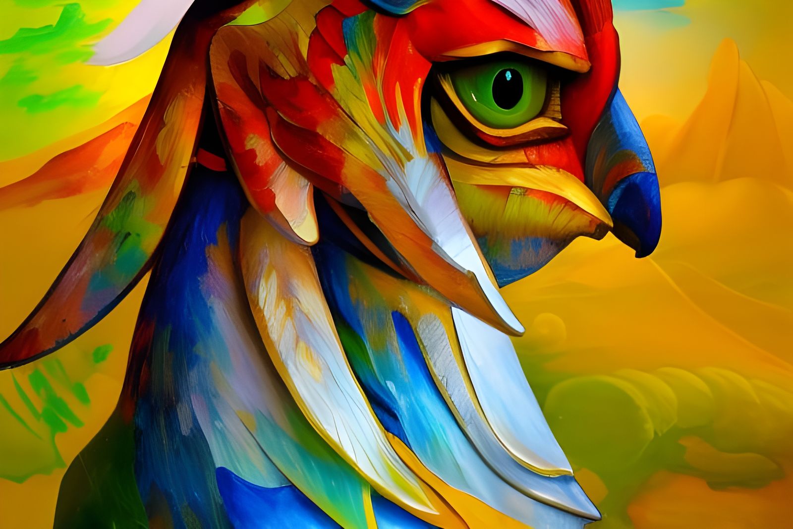 Origami Sphinx in Expressionist Impasto Style