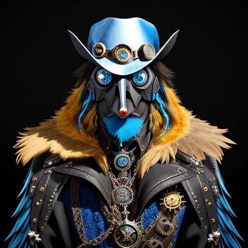 Steampunk Bird with Plague Mask in Dark Fantasy Style