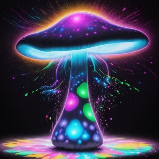 Psychedelic Magic Mushroom Graffiti Art