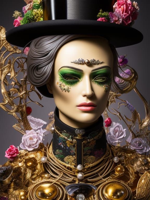 Cake Top Hat Portrait in Hyperrealistic Style