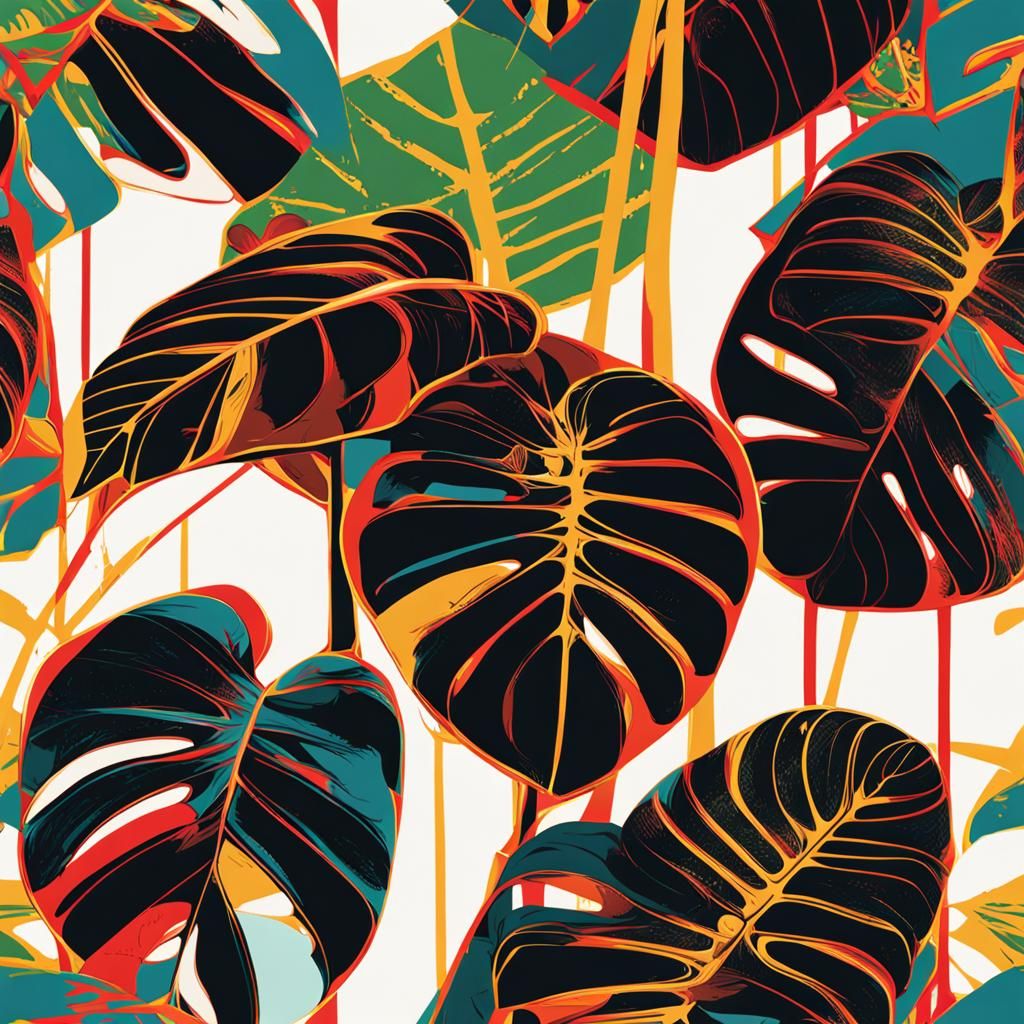 Rubber Plant Pop Art in Triadic Colors