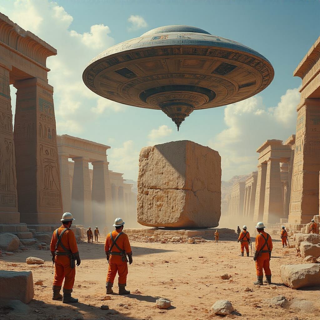 Ancient Aliens Construct Egyptian Pyramid in Sci-Fi Style