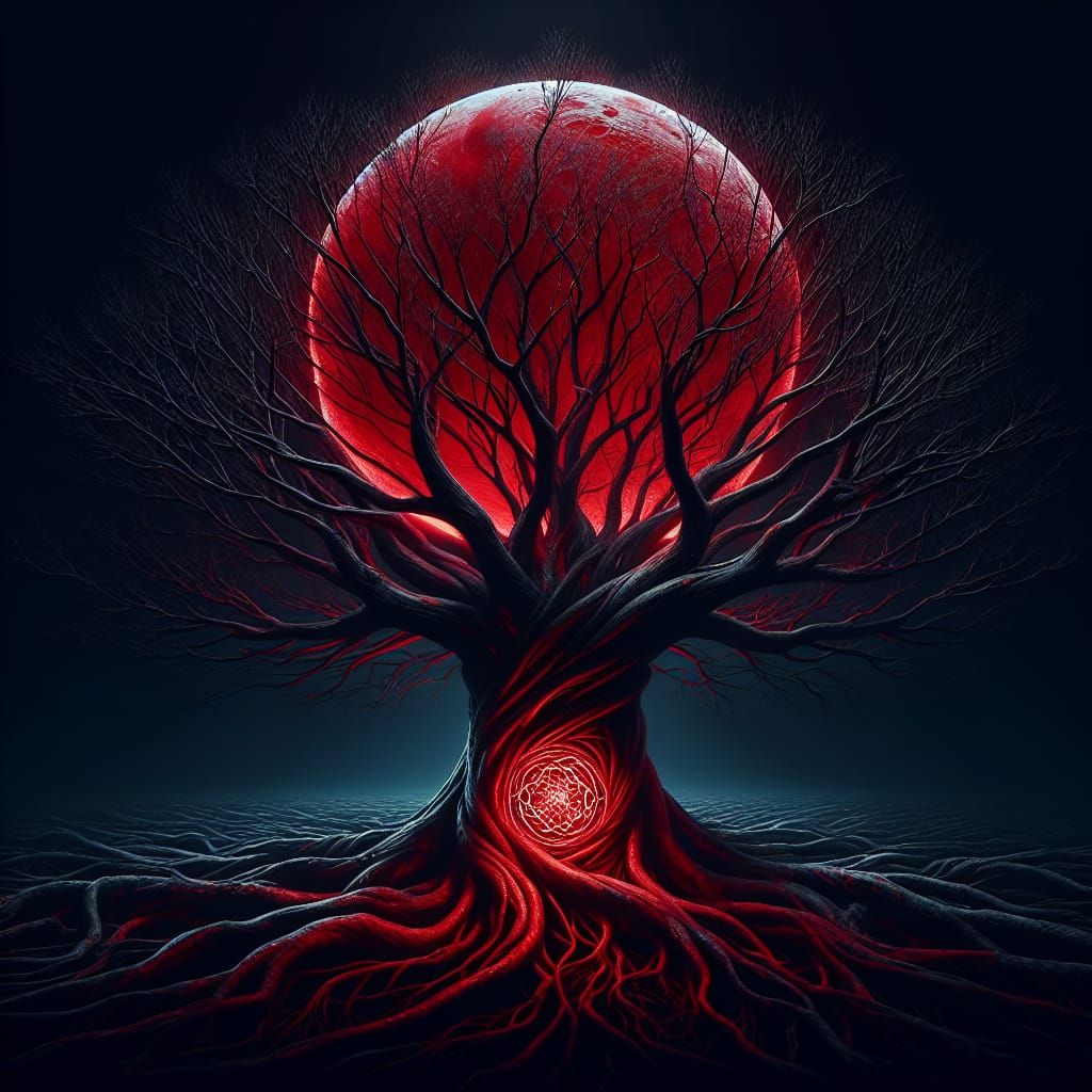 Yggdrasil Reaching for a Blood Moon