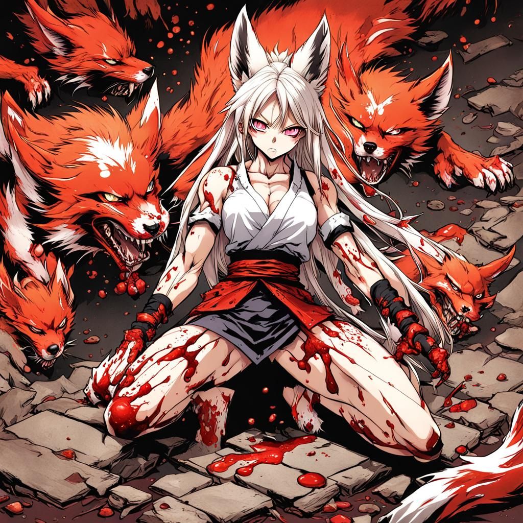 Bloodthirsty Kitsune in Anime Key Visual Style