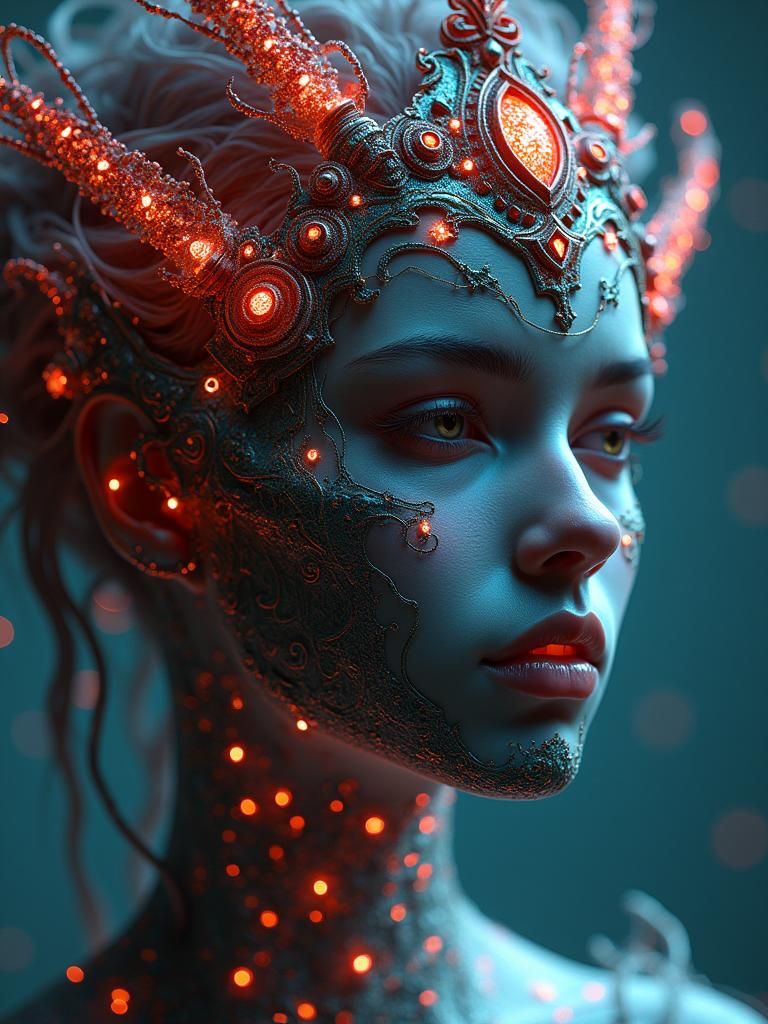 Goddess of Euphoria: A Cyberpunk 3D Render