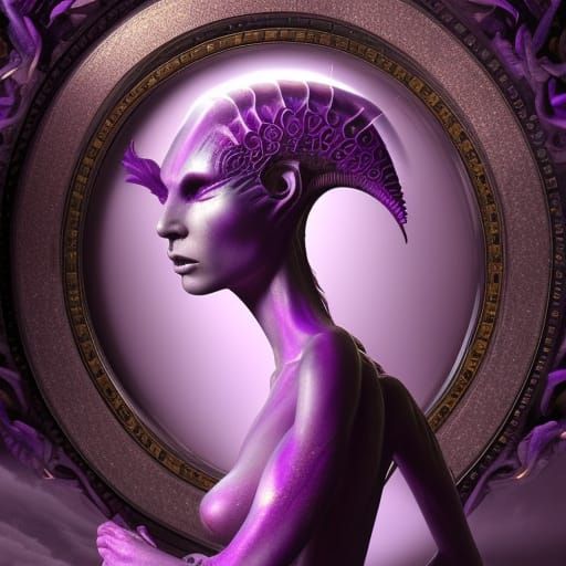 Epic Purple Alien Goddess Digital Matte Painting