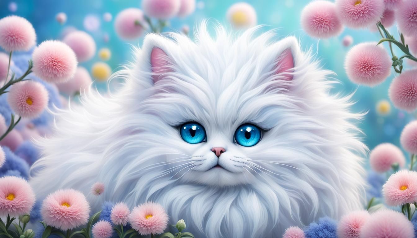 Adorable Fluffy Creature with Sparkling Blue Eyes