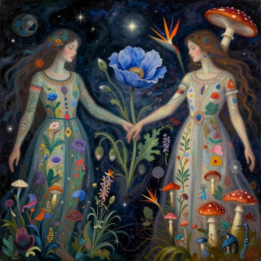 Ethereal Dreamscape of Mystical Creatures and Fantasy Flora