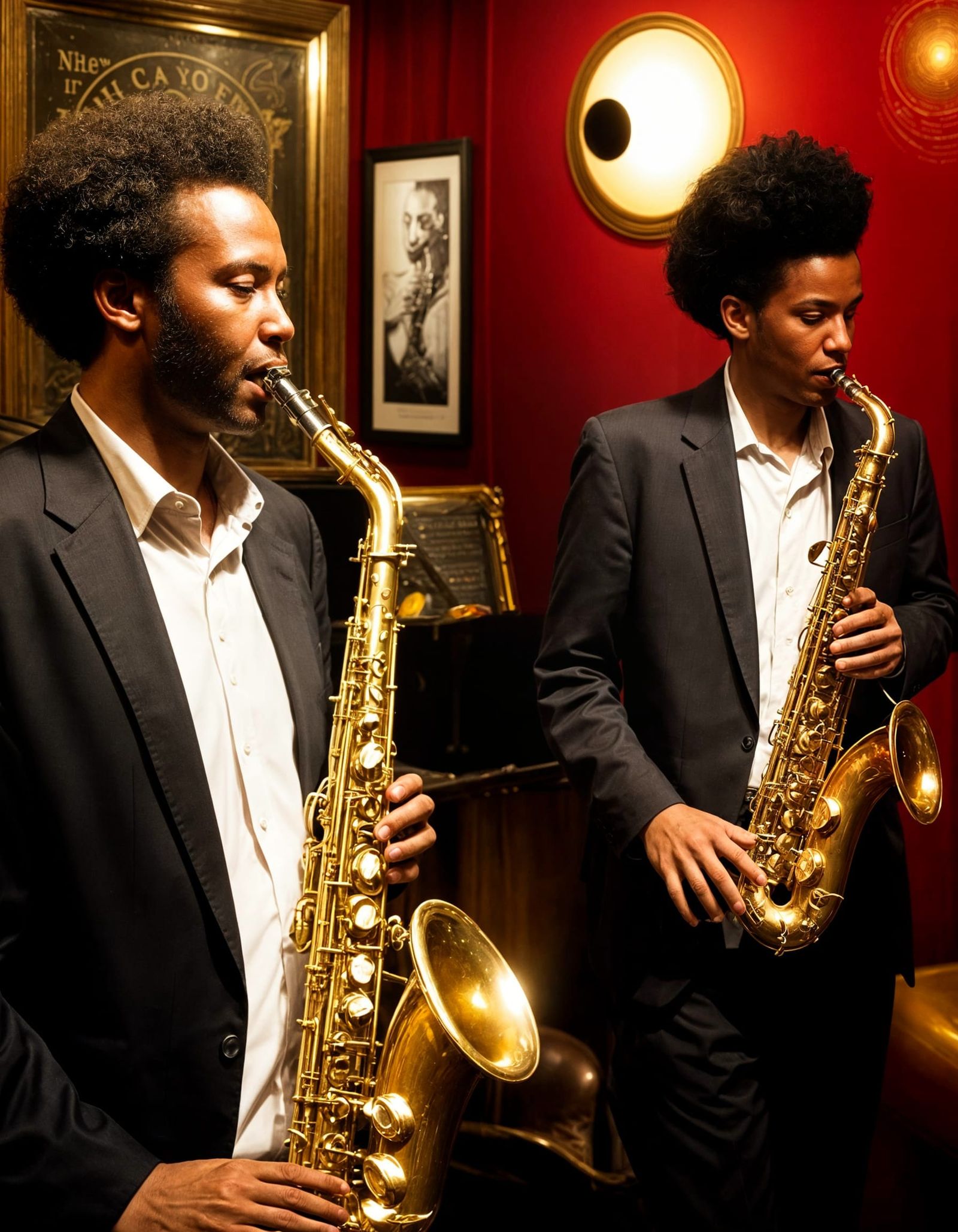 Saxophone Players in a New Orleans Jazz Club