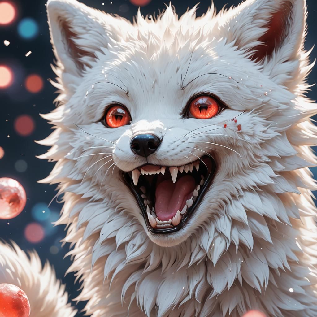 Laughing Arctic Fox in Mochi 3D Anime Style