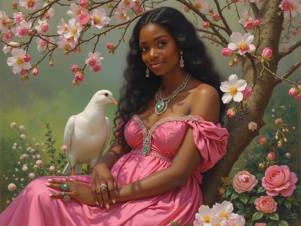 African Princess in Oil Painting Style
