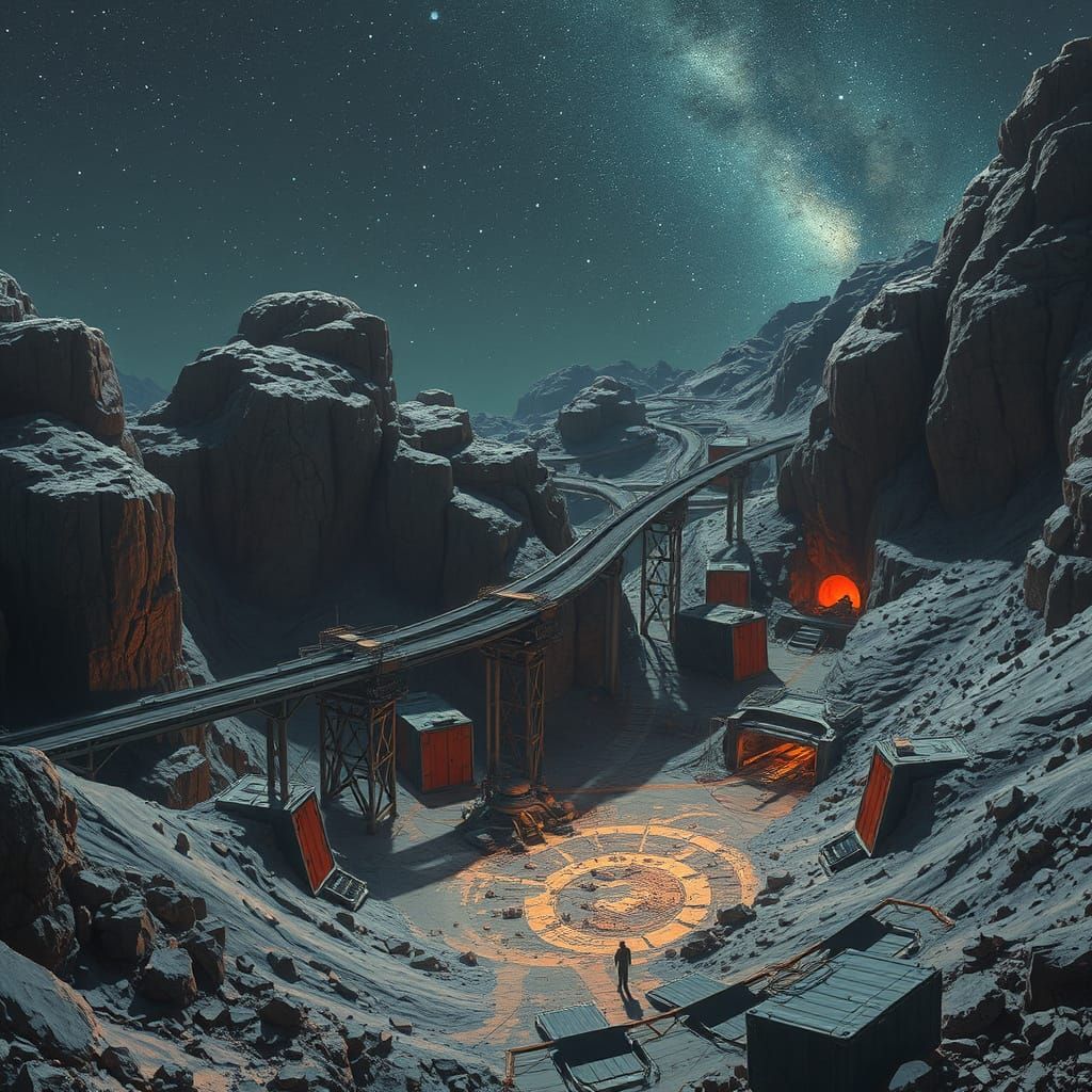 Mining in a Futuristic Asteroid Landscape