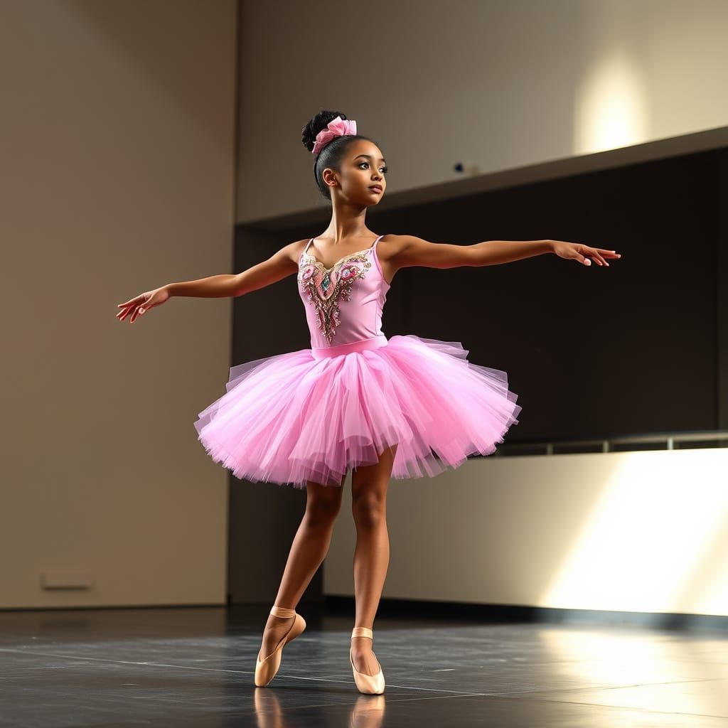Ballerina in Pink Tutu on Stage