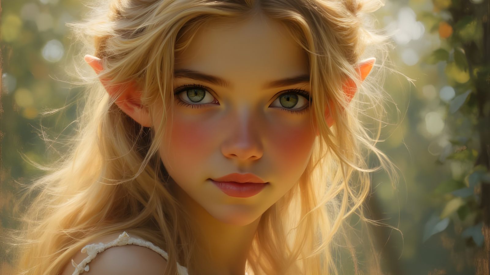 Tinkerbell Portrait with Windblown Hair in Realistic Style