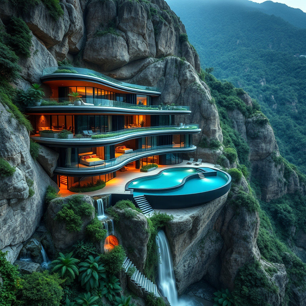 Cliffside Villa: Futuristic Design Meets Nature