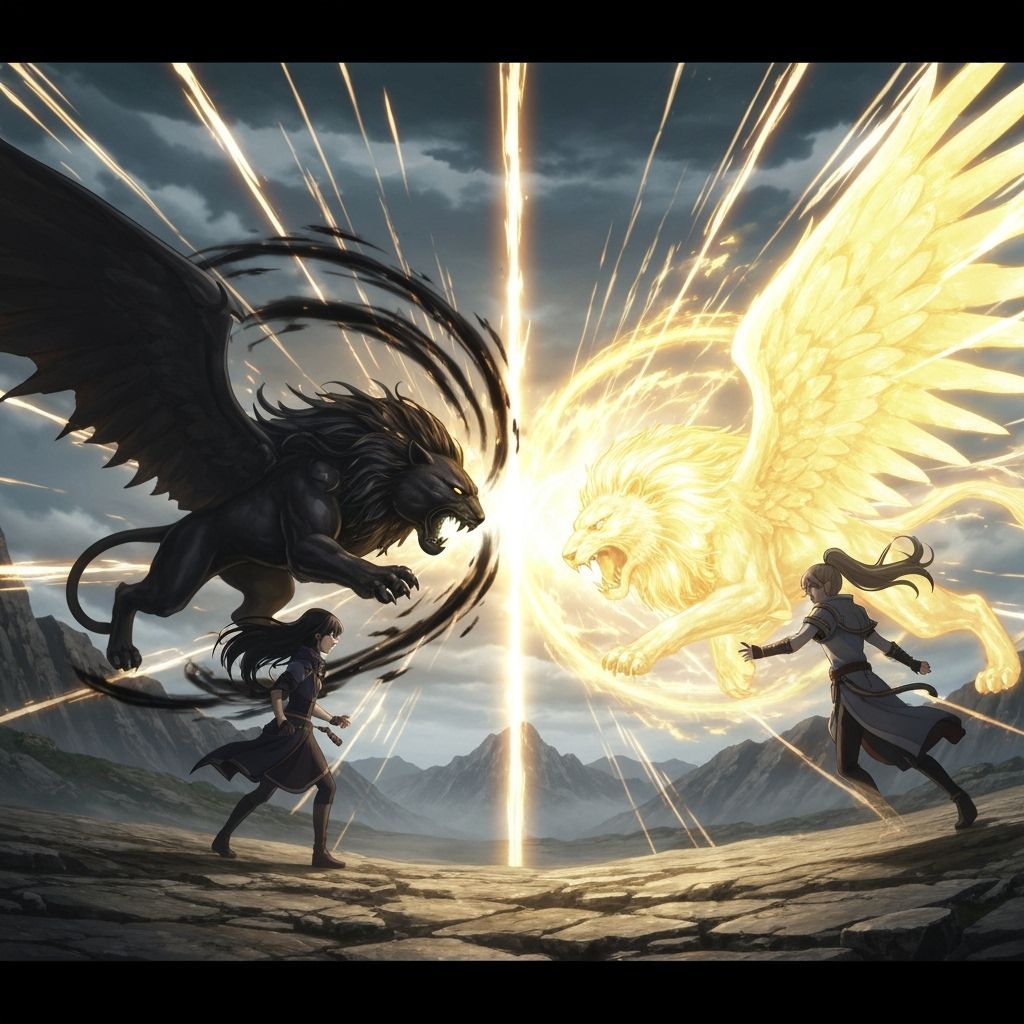Epic Mage Battle with Monster Magic in Anime Style