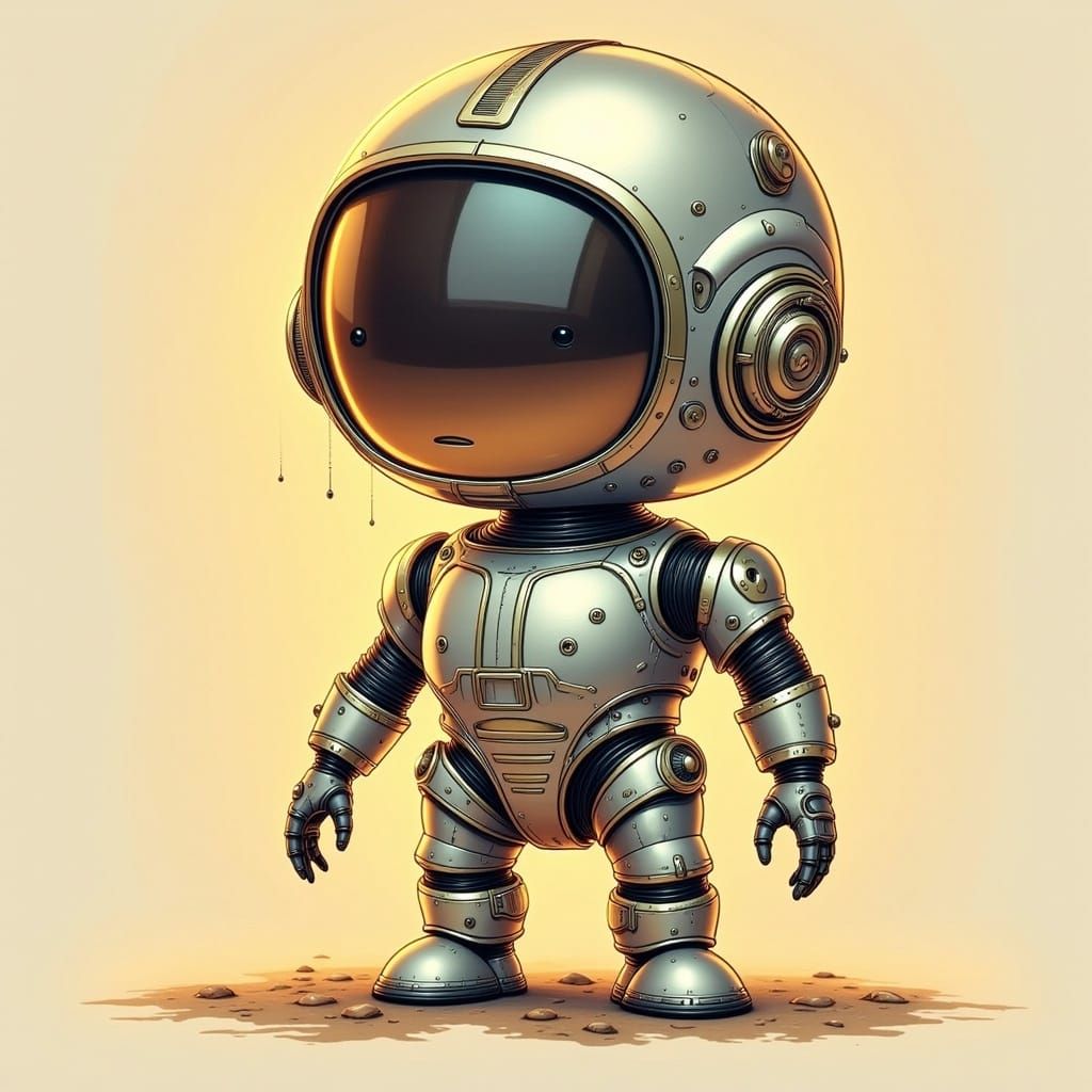 Endearing Cyberman in Retro-Futuristic Style