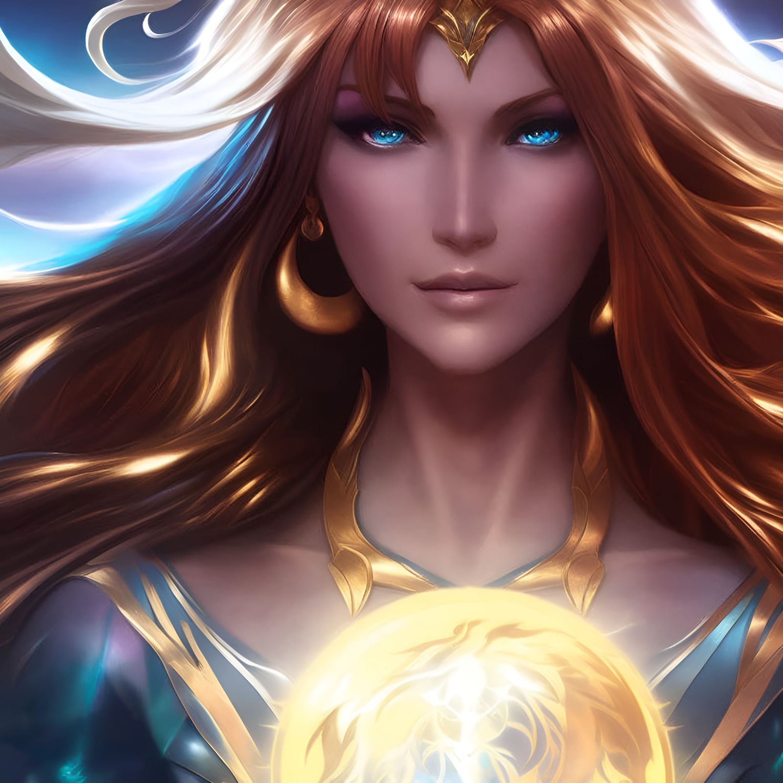 Electric Goddess Portrait in Hyperdetailed Digital Art Style