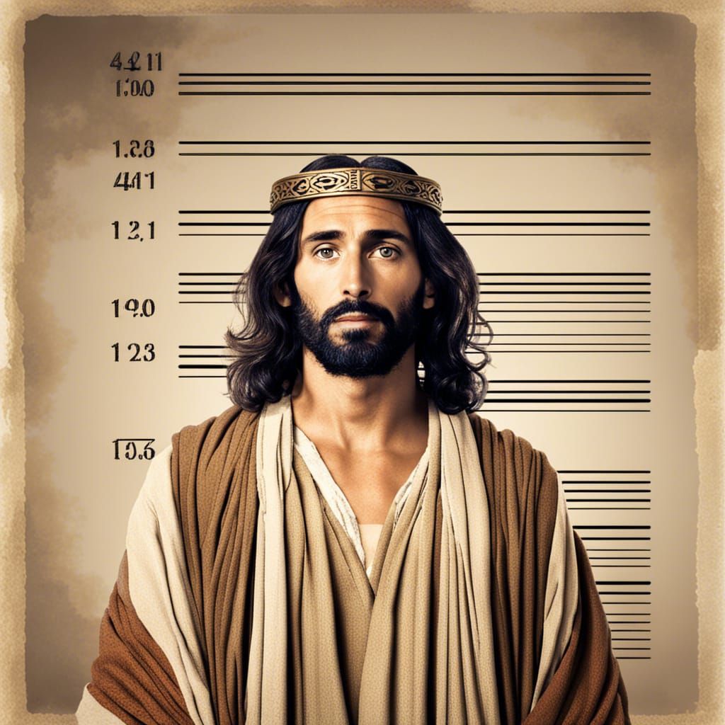 Mugshot of Jesus Christ in Ancient Clothing