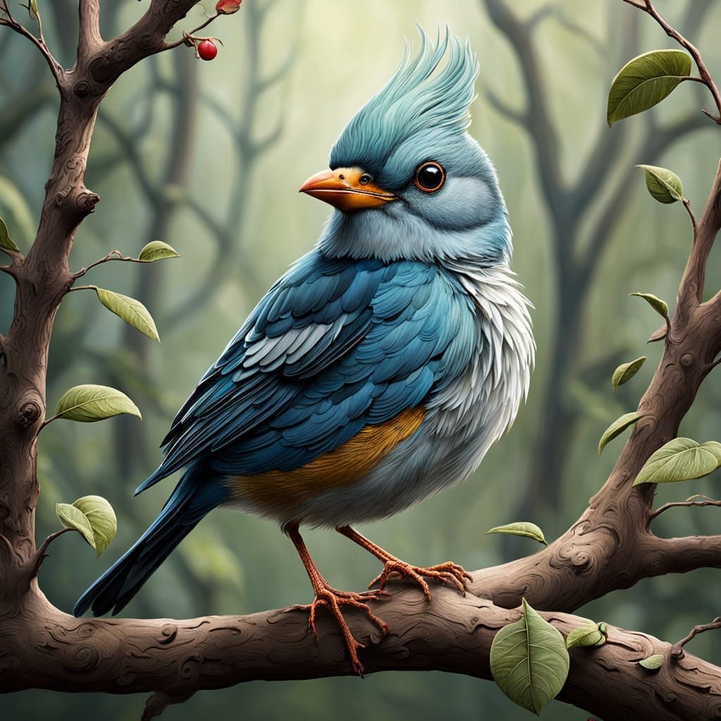 Whimsical Bird in a Branching Pose
