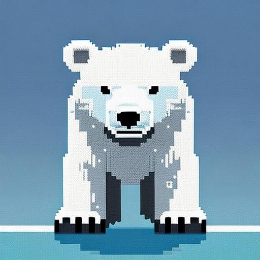 Charming 2D Pixel Art Polar Bear