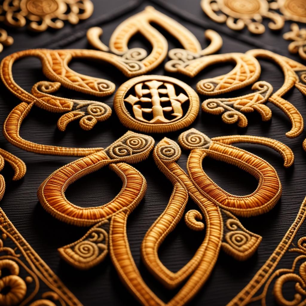 Macro Photograph of Adinkra Textile Art