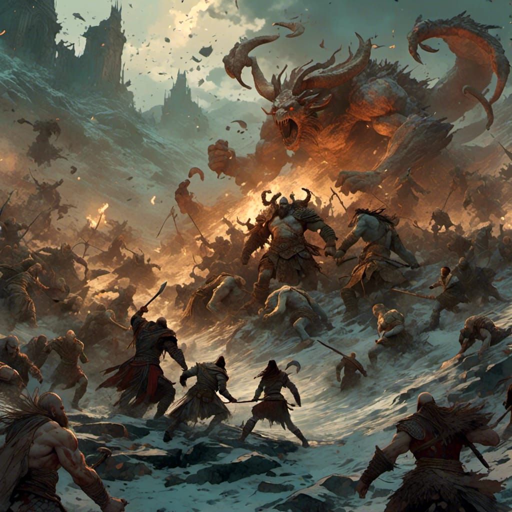 Norse God of War in Epic Ragnarok Battle