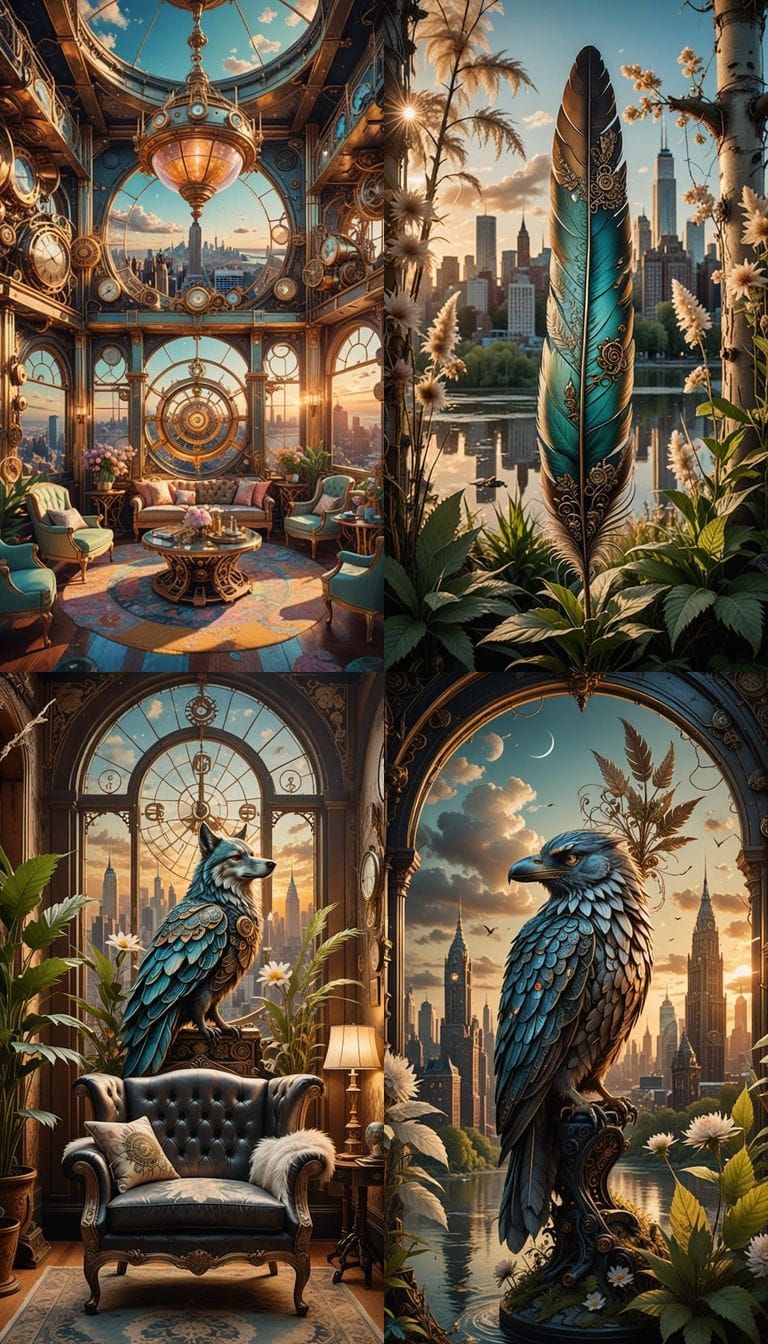 Surreal New York Penthouse Interior with Spiritual Depth