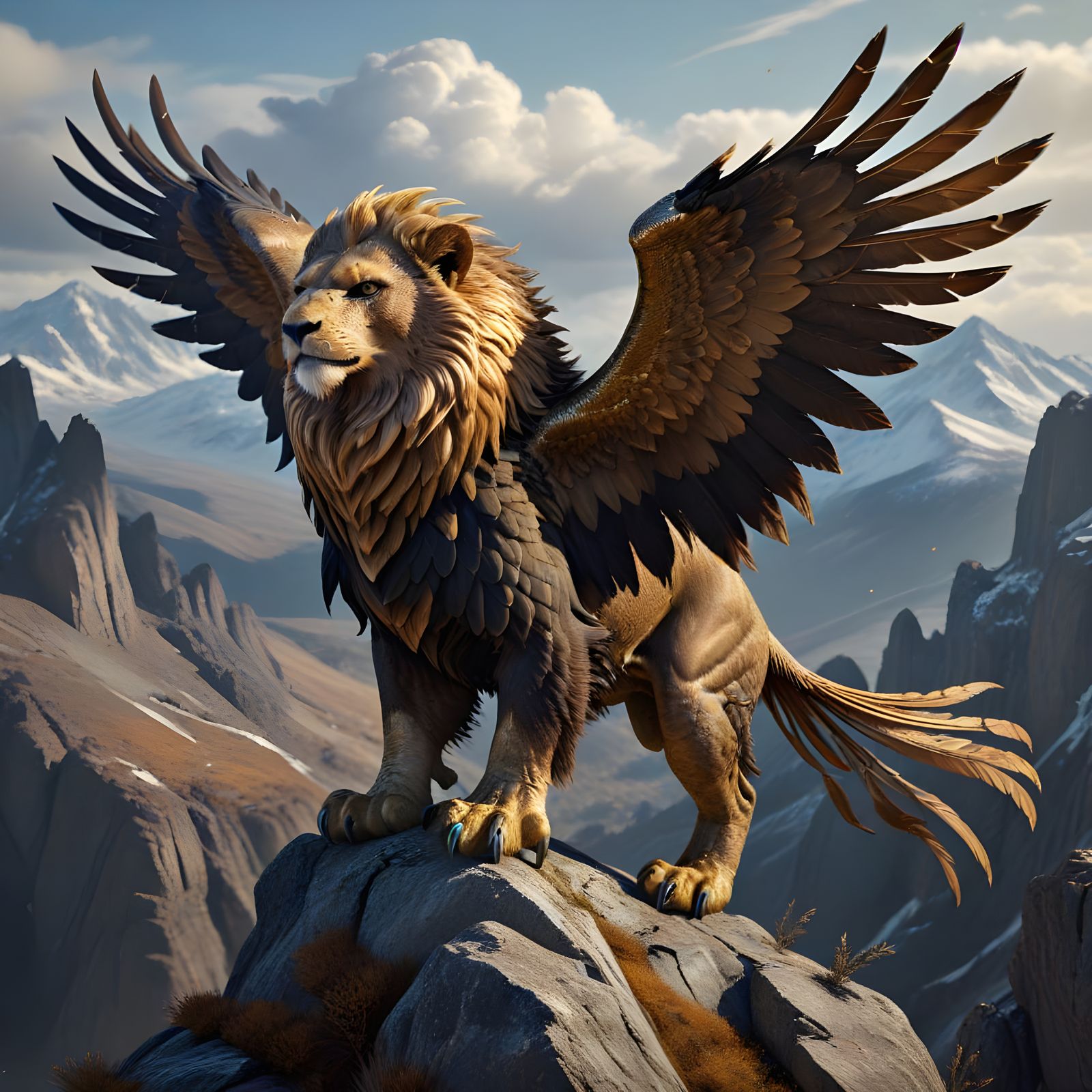 Regal Lion Eagle Hybrid soars on a Mountain Peak