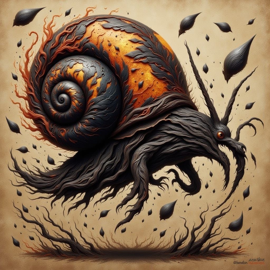 Magma Snail in Obsidian Shell