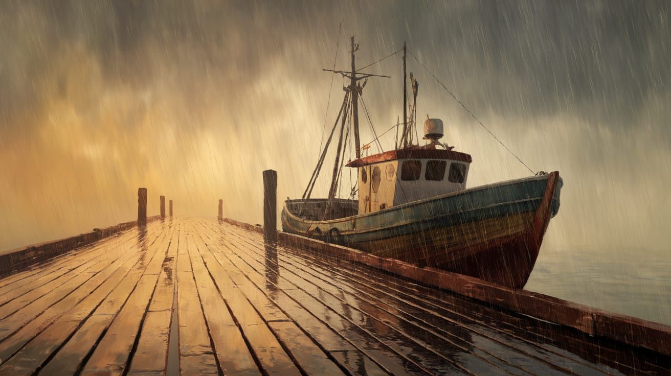 Warm Coastal Scene in Edward Hopper Style