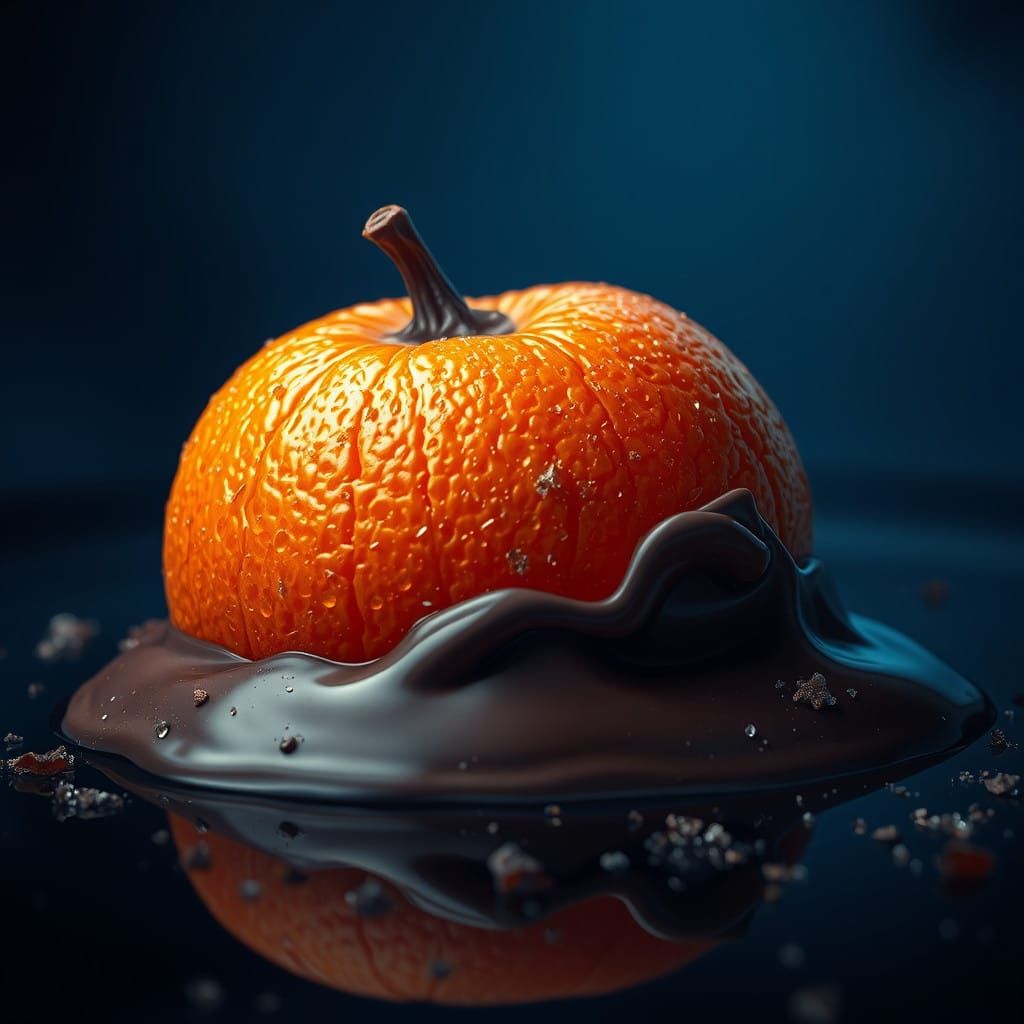 Mandarine in Chocolate with Sparkles in a Dreamlike, High-Co...