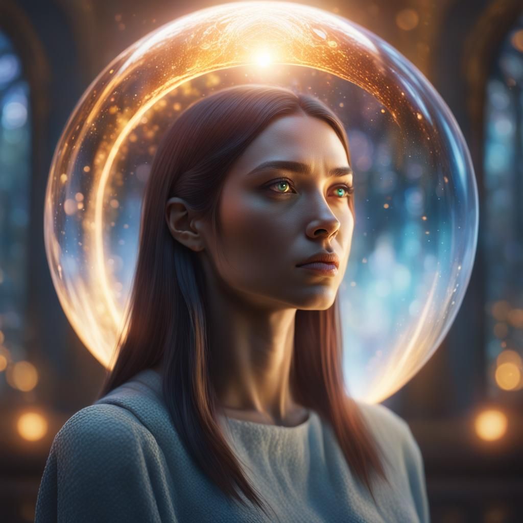 Mystical Orb Portrait in Anime Style