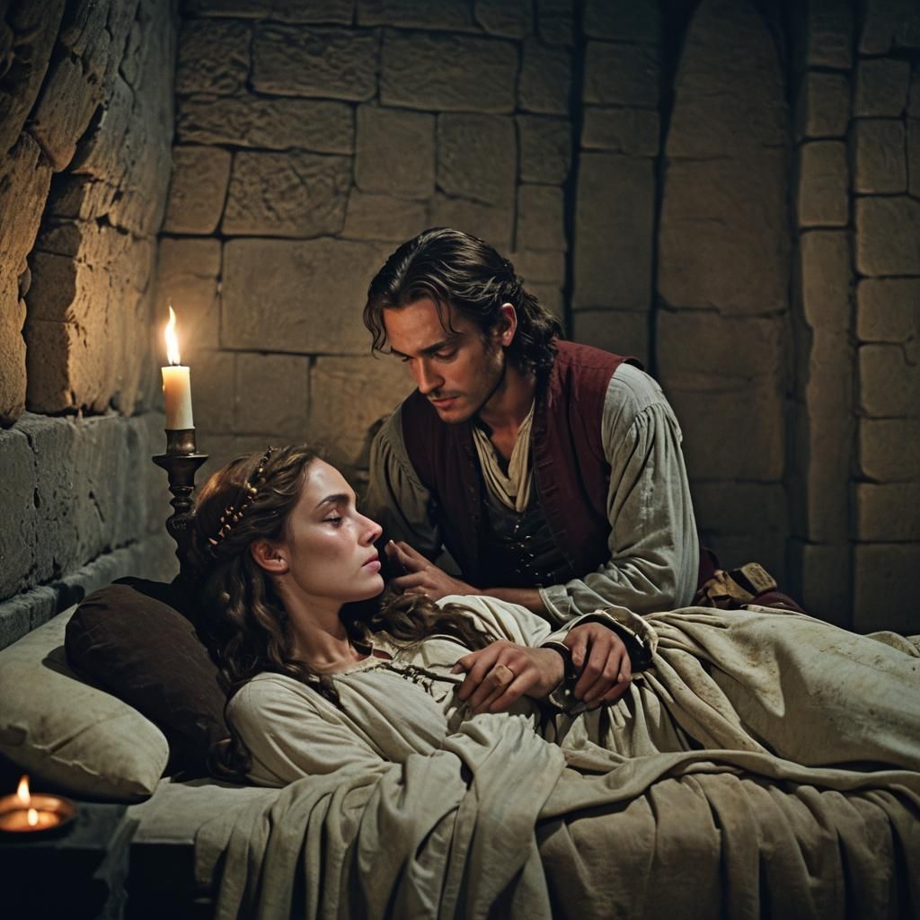 Romeo and Juliet's Tomb: A Cinematic Film Still
