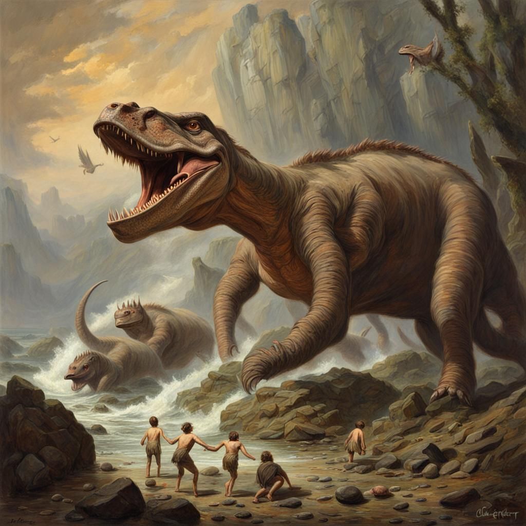 Dramatic Prehistoric Creature Scene
