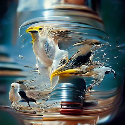 Birds in Flight: Zoom Lens Oil Painting