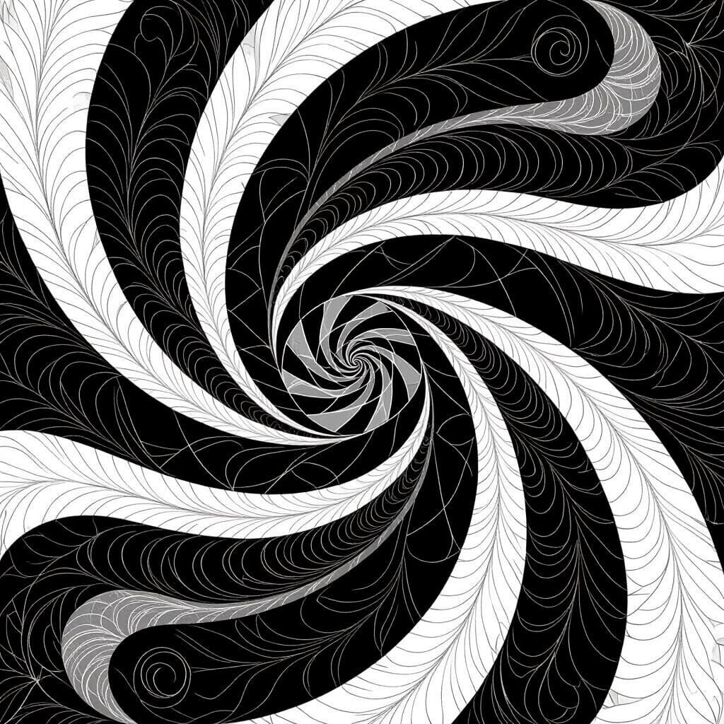 Mystical Abstract Swirls in Black and White
