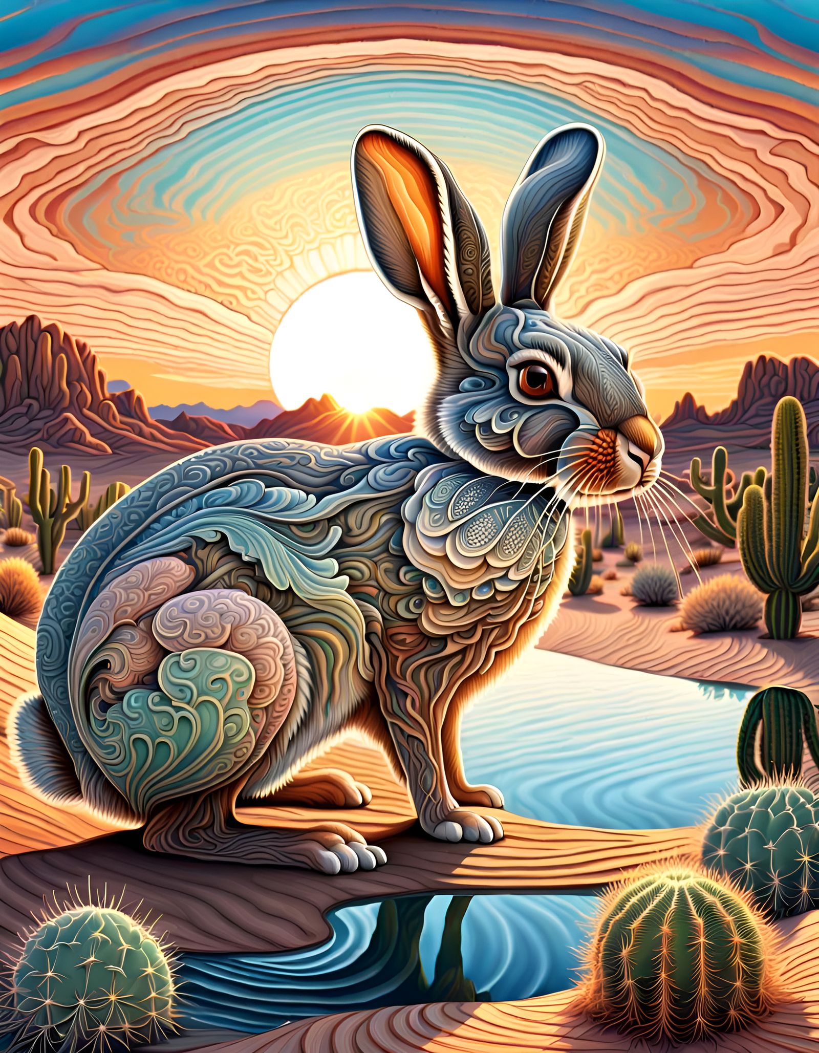 Ornate Desert Cottontail Rabbit by Ernst Haeckel