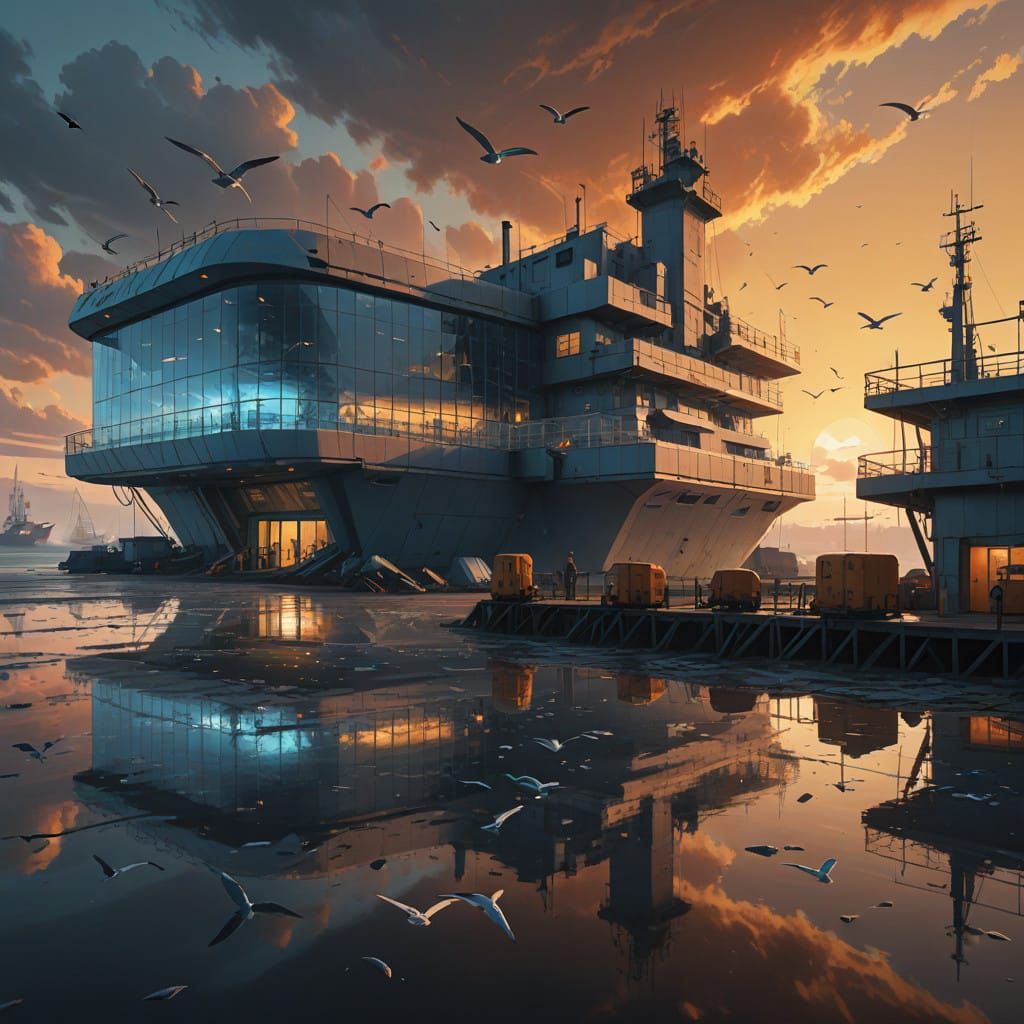 Hypermodern Maritime Terminal in Futuristic Realism