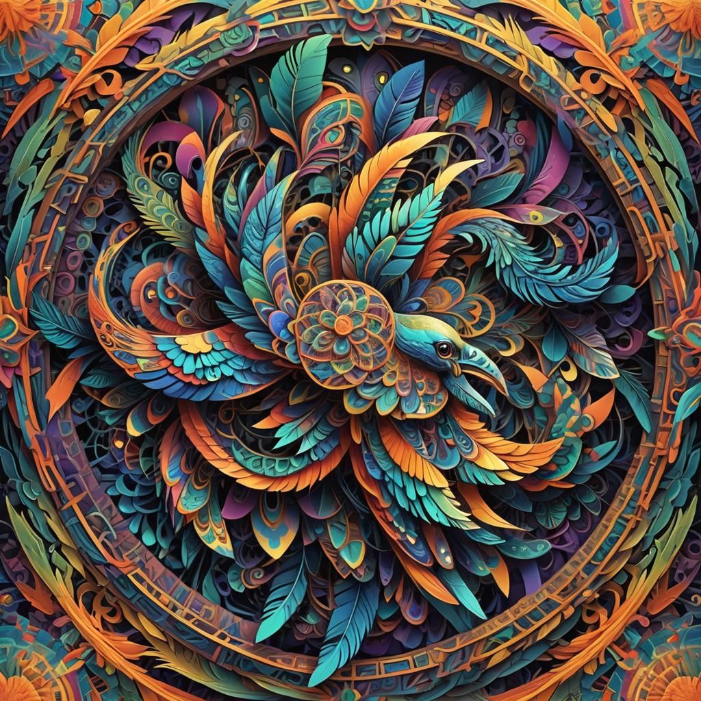 Surreal Interlocking Animals in Escher-Inspired Mandala