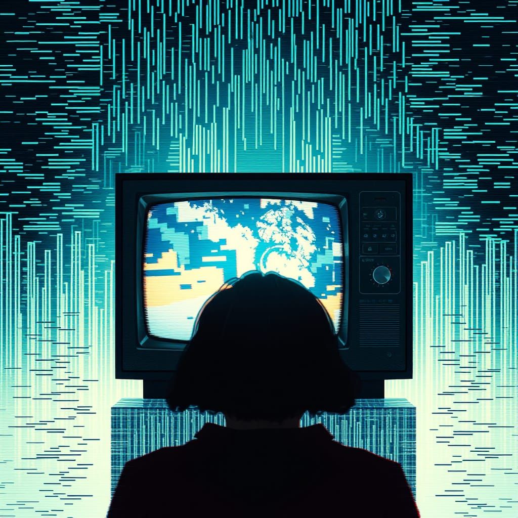 Retro Glitch TV Static in VHS Style