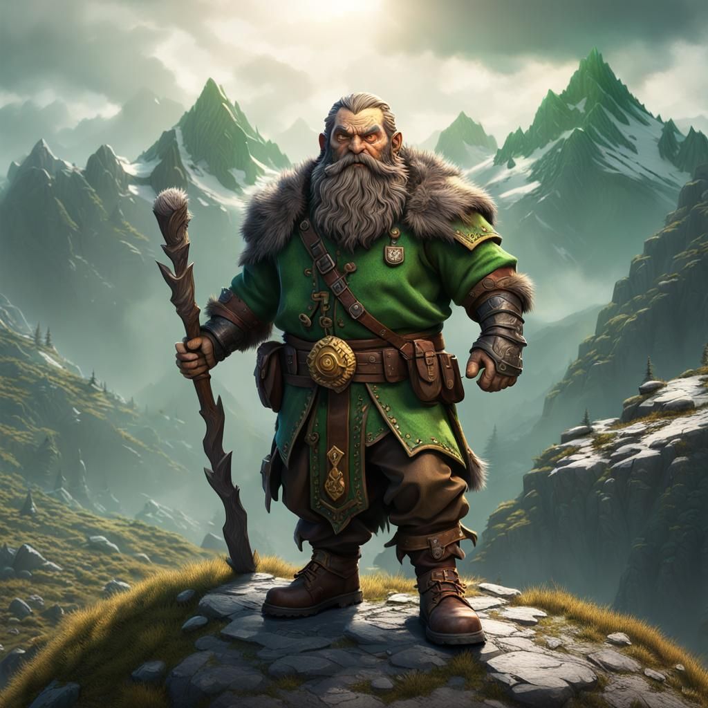 Mountain Dwarf Hunter in Fantasy Style