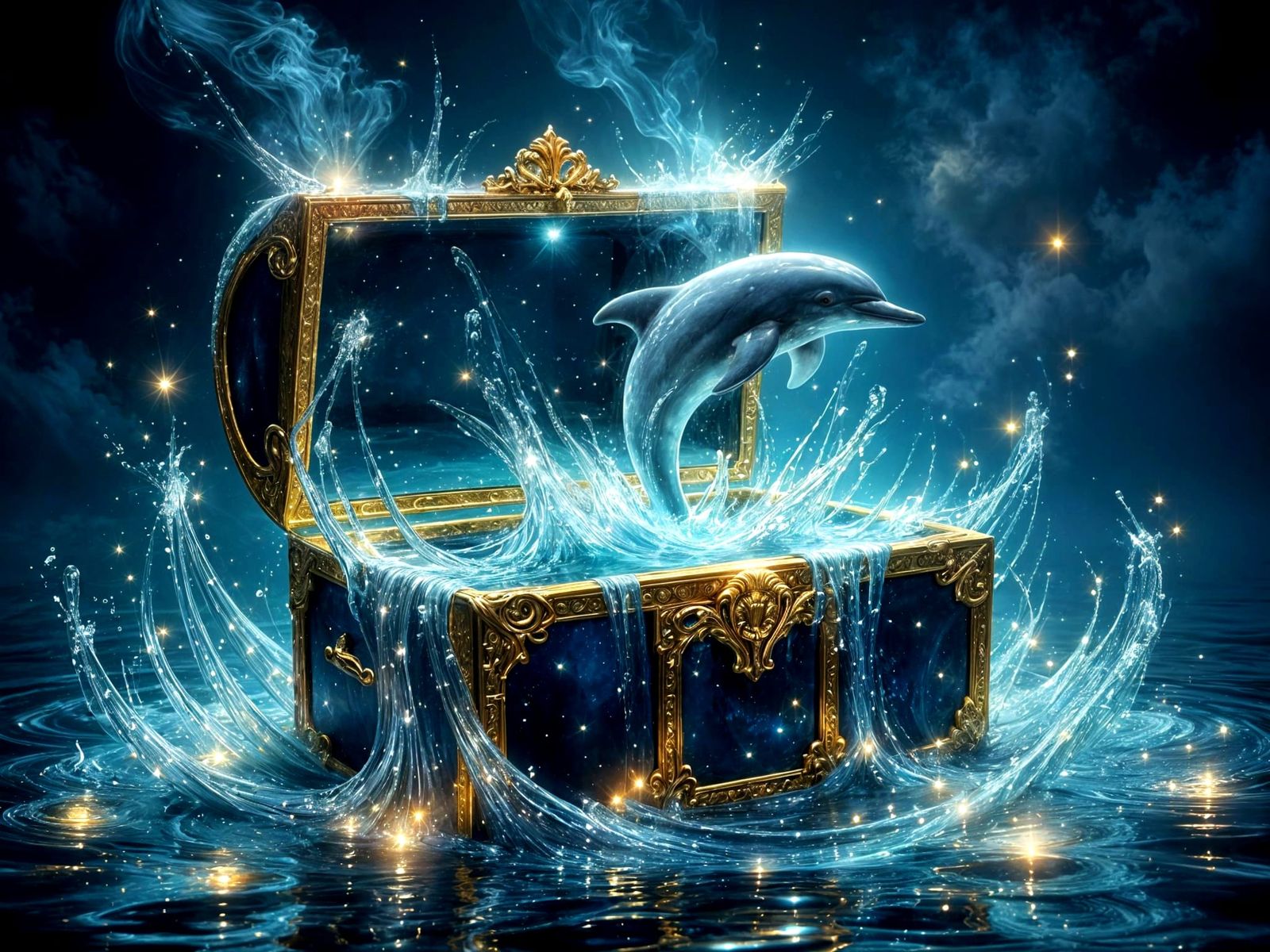 Ocean Treasure Chest with Dolphins