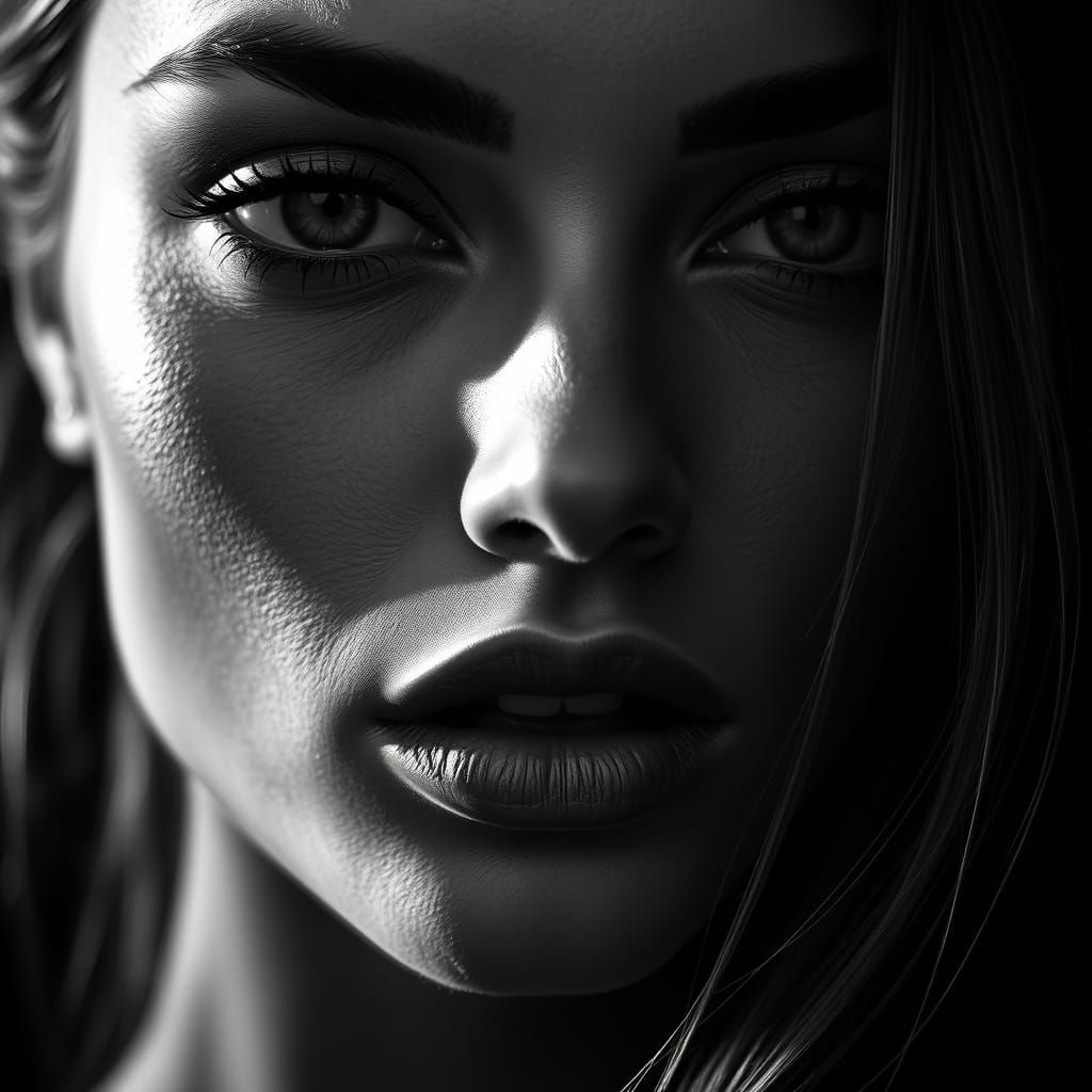 Timeless Black and White Supermodel Portrait